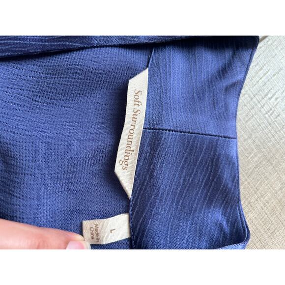 Soft Surroundings Roxanna Cupro Purple Crinkle Long Sleeve Button-Up Shirt Sz L - Picture 6 of 11